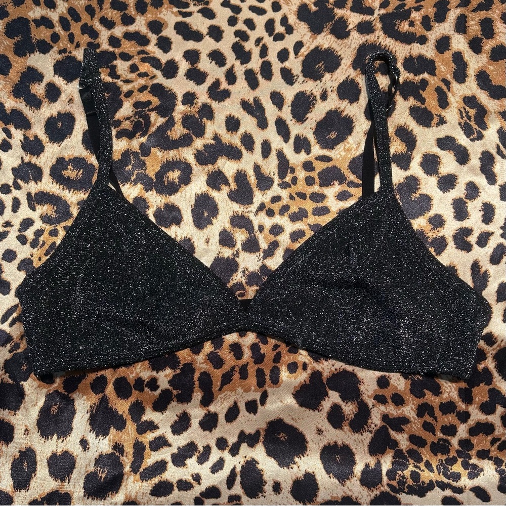 SHEIN Black Glittery Bra Top